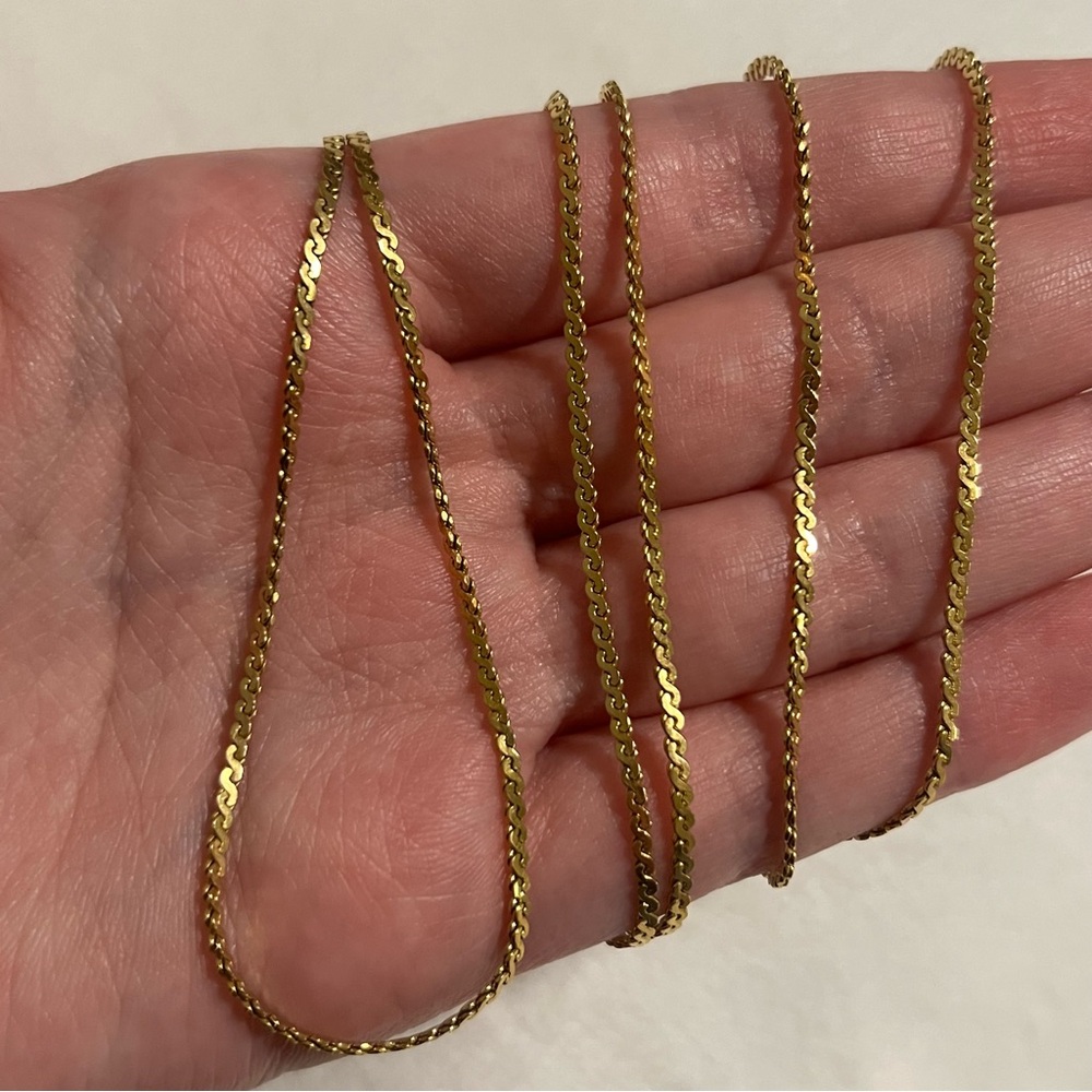 1/20 14K Yellow Gold Filled Chain Necklace Spring Ring Closure Serpentine 34”